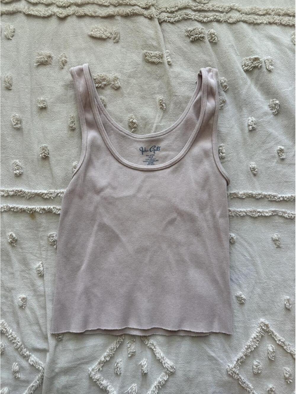 John Galt Light Pink Ribbed Scoop Neck Tank Top